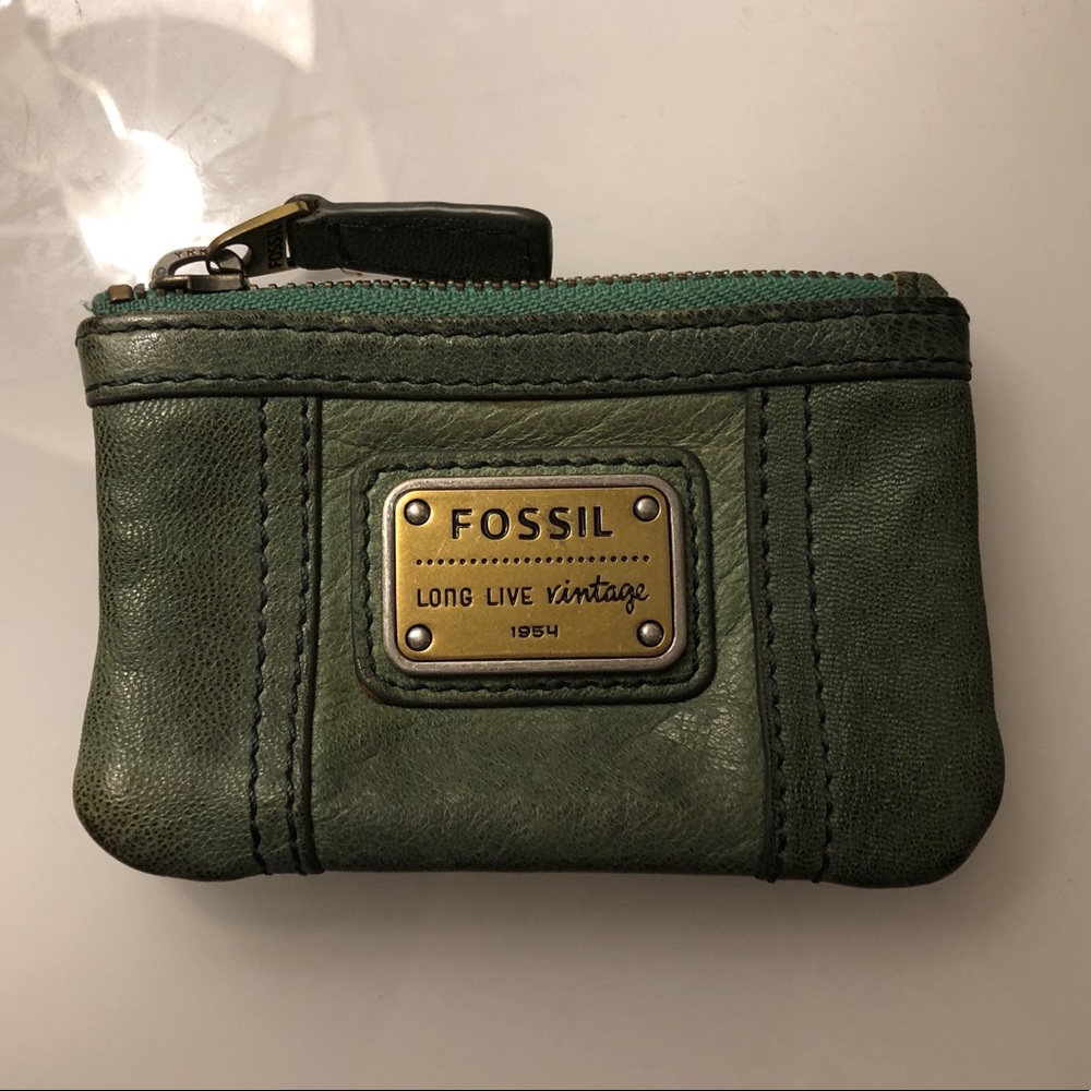 Fossil coin purse wallet, color is teal/blue/green